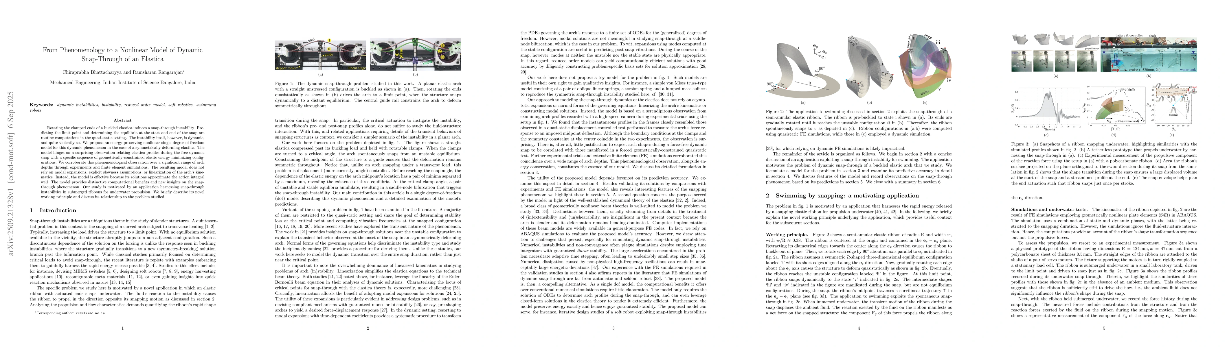 Thumbnail for From Phenomenology to a Nonlinear Model of Dynamic Snap-Through of an
  Elastica