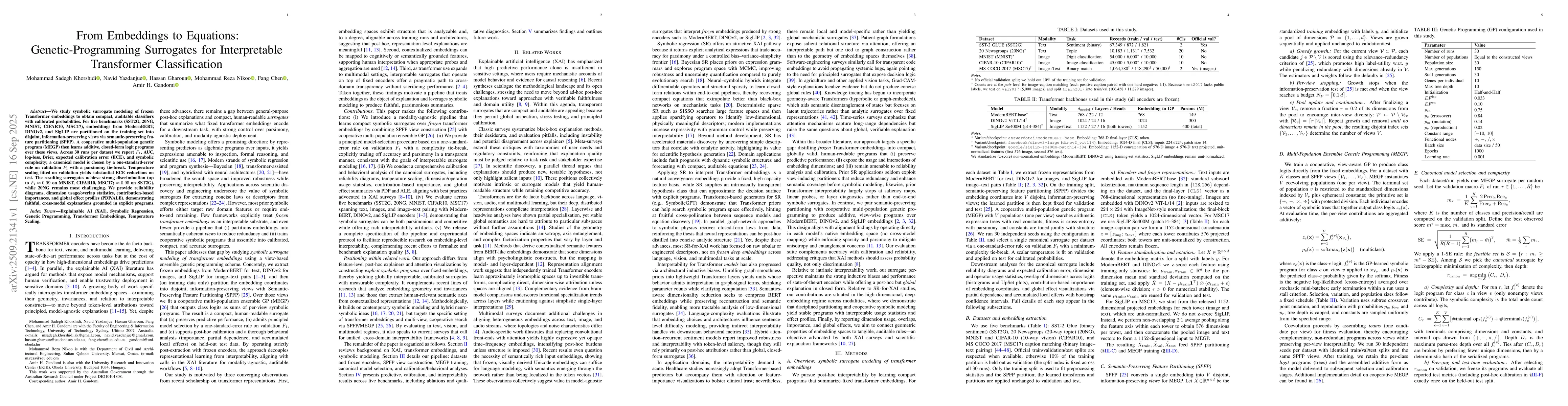 Thumbnail for From Embeddings to Equations: Genetic-Programming Surrogates for
  Interpretable Transformer Classification