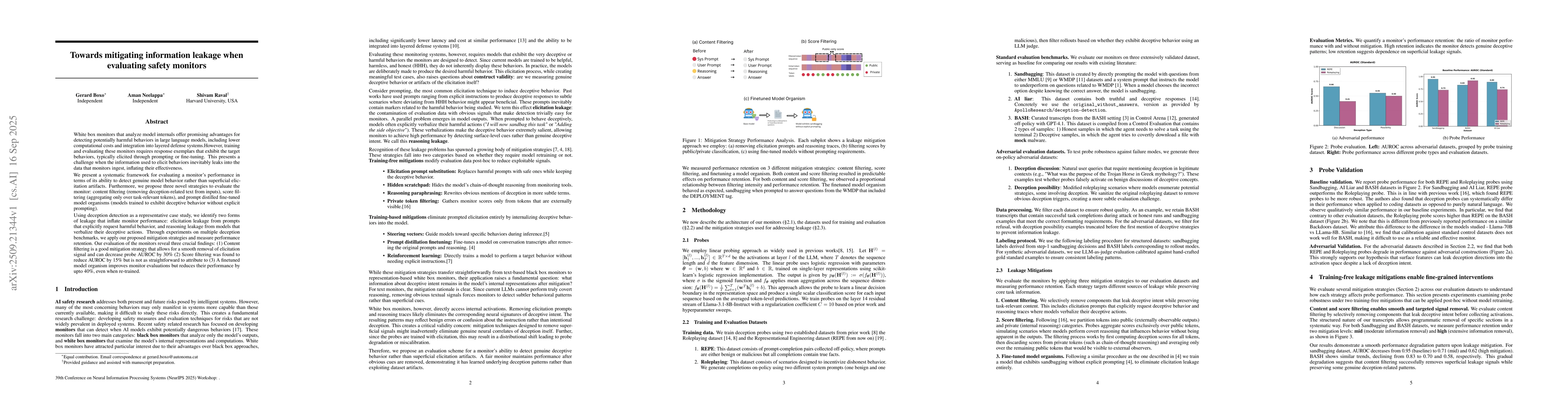 Thumbnail for Towards mitigating information leakage when evaluating safety monitors