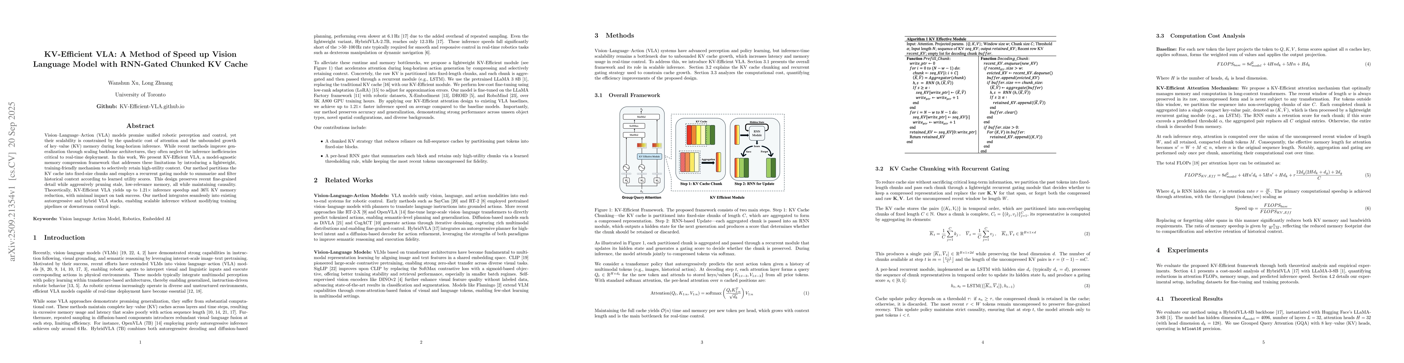 Thumbnail for KV-Efficient VLA: A Method of Speed up Vision Language Model with
  RNN-Gated Chunked KV Cache