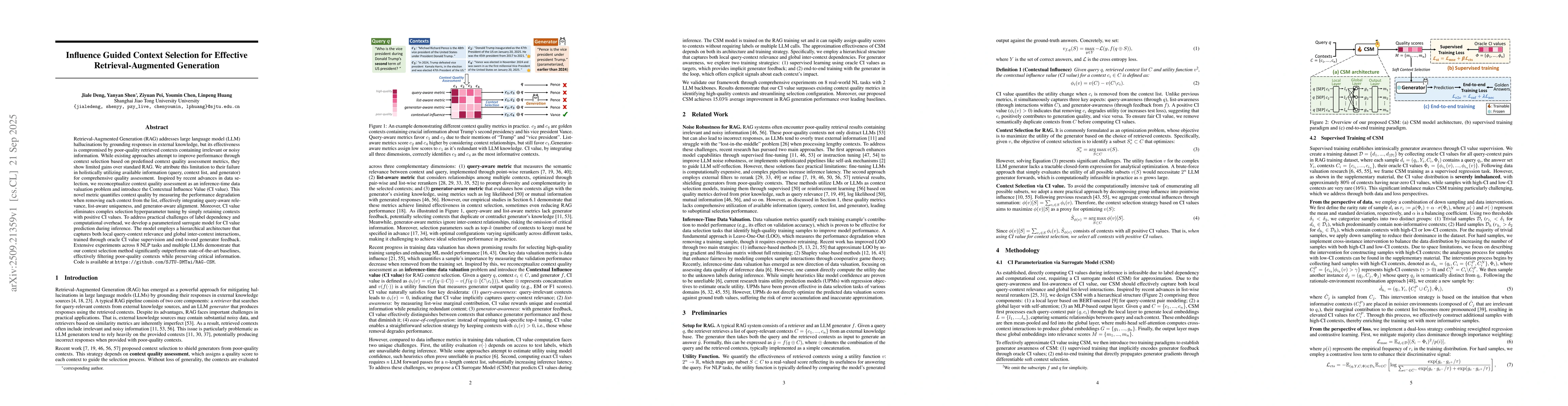 Thumbnail for Influence Guided Context Selection for Effective Retrieval-Augmented
  Generation