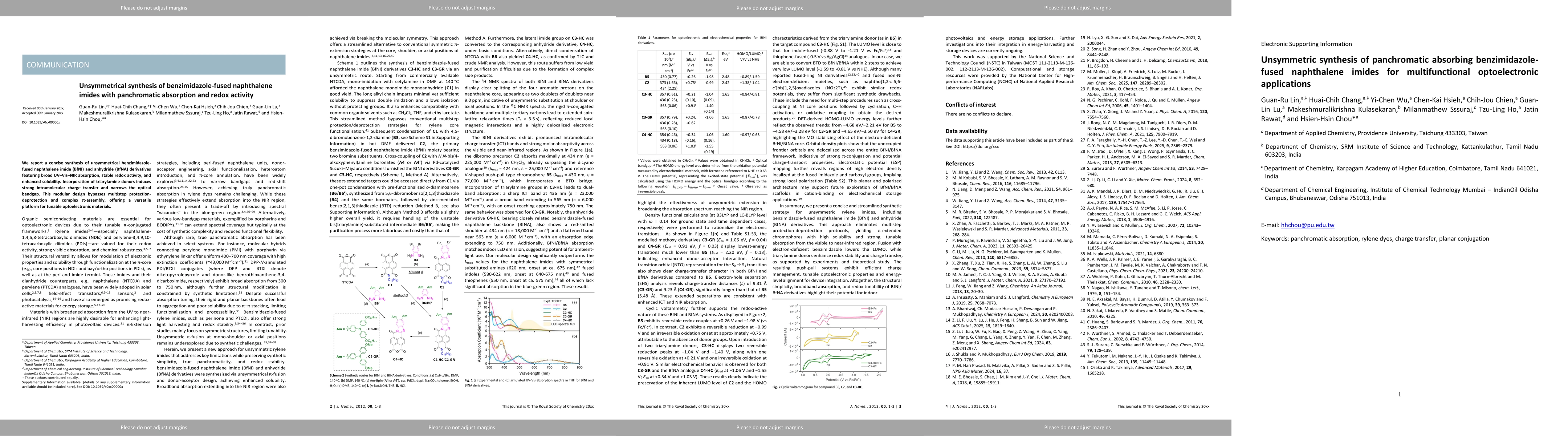 Thumbnail for Unsymmetrical synthesis of benzimidazole-fused naphthalene imides with
  panchromatic absorption and redox activity