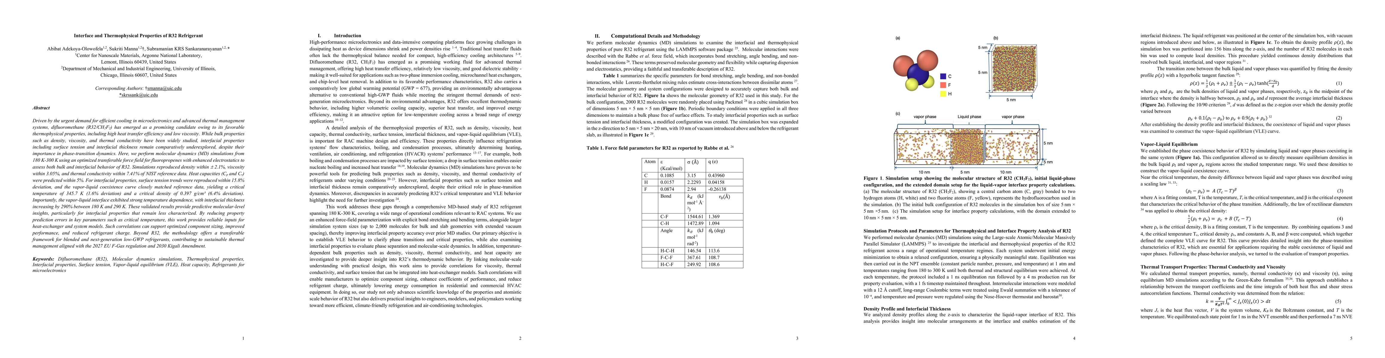Thumbnail for Interface and Thermophysical Properties of R32 Refrigerant