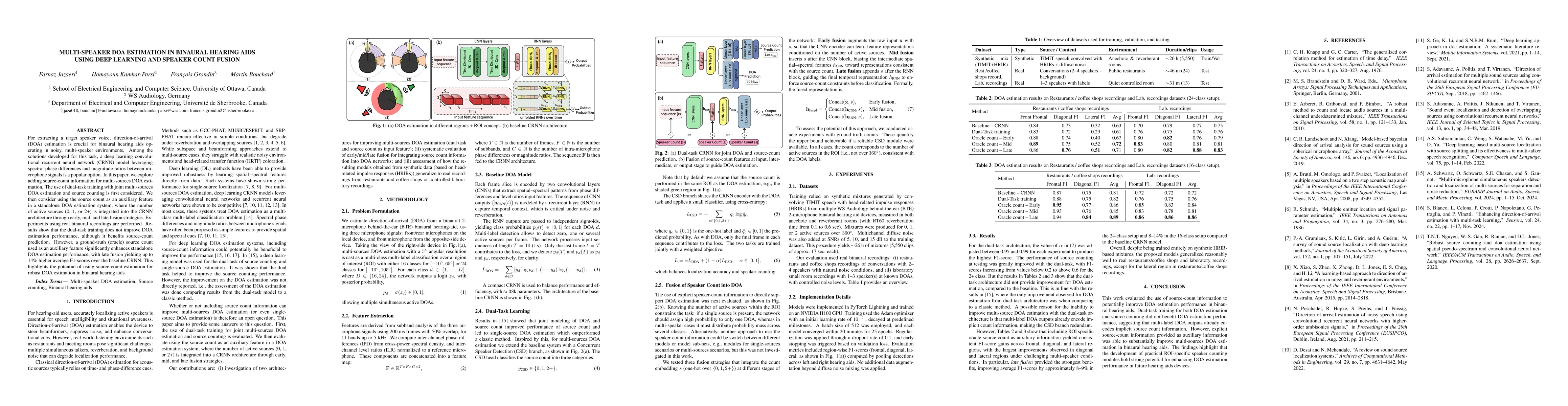 Thumbnail for Multi-Speaker DOA Estimation in Binaural Hearing Aids using Deep
  Learning and Speaker Count Fusion