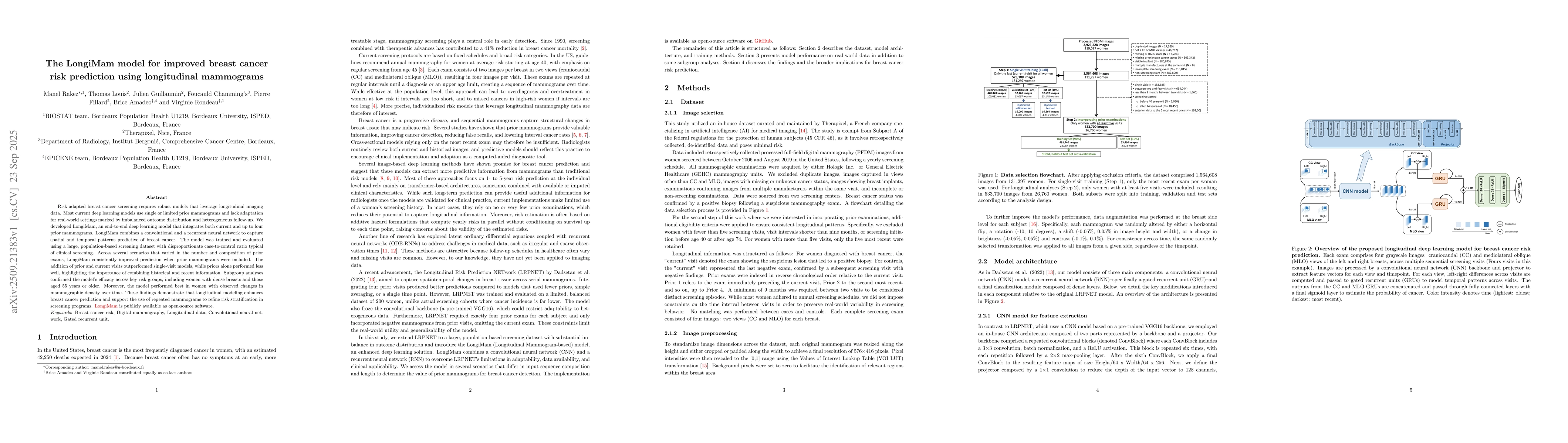 Thumbnail for The LongiMam model for improved breast cancer risk prediction using
  longitudinal mammograms