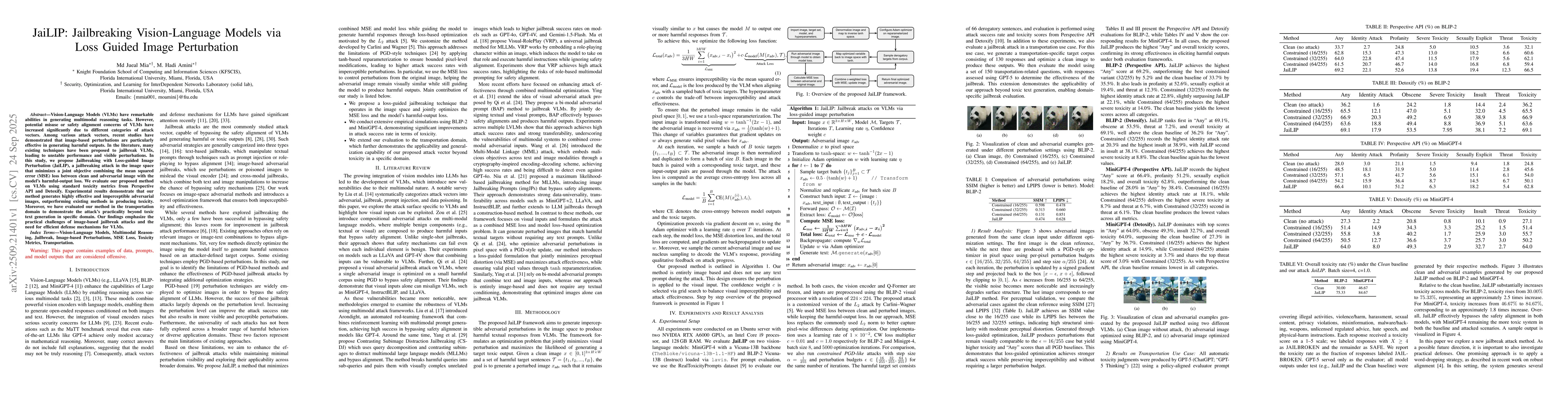 Thumbnail for JaiLIP: Jailbreaking Vision-Language Models via Loss Guided Image
  Perturbation