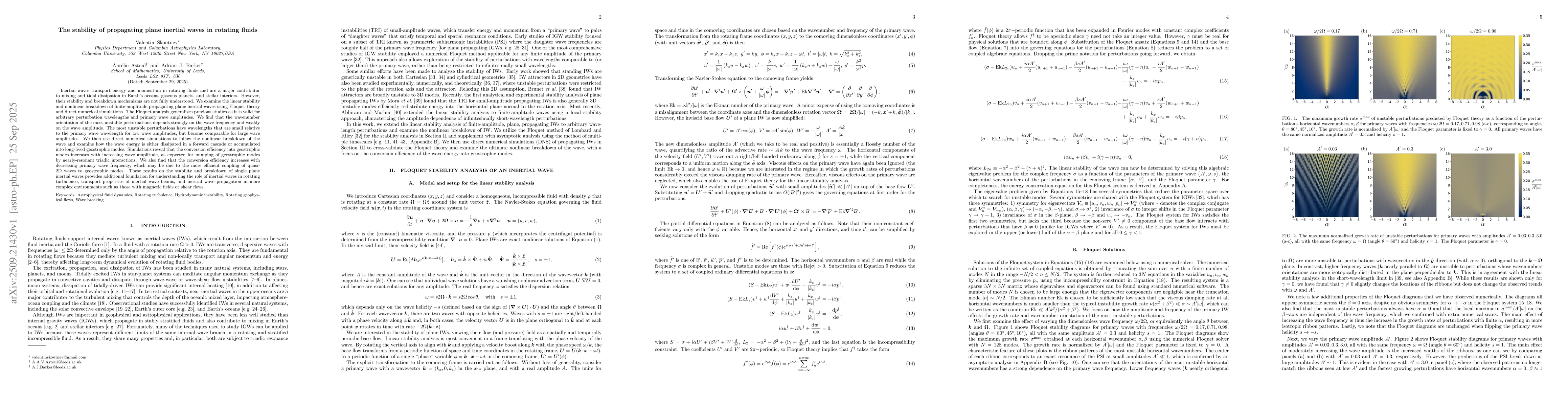 Thumbnail for The stability of propagating plane inertial waves in rotating fluids
