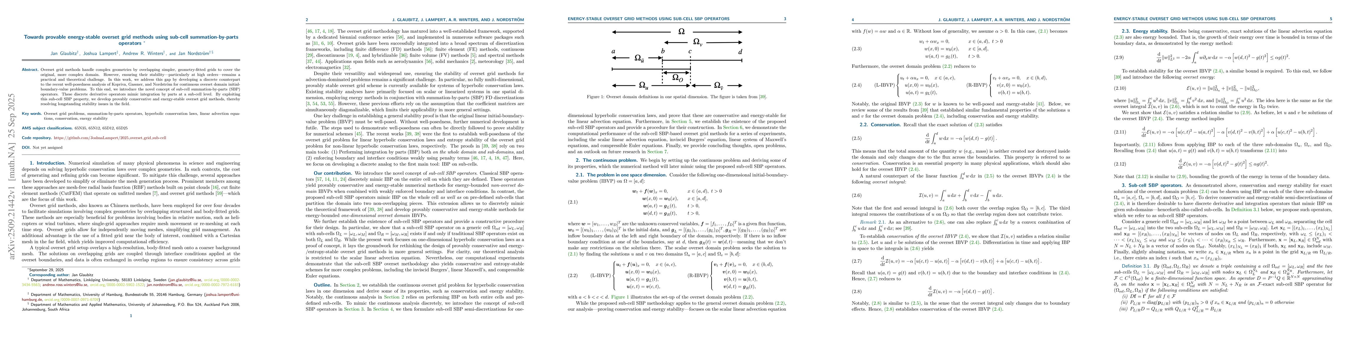 Thumbnail for Towards provable energy-stable overset grid methods using sub-cell
  summation-by-parts operators