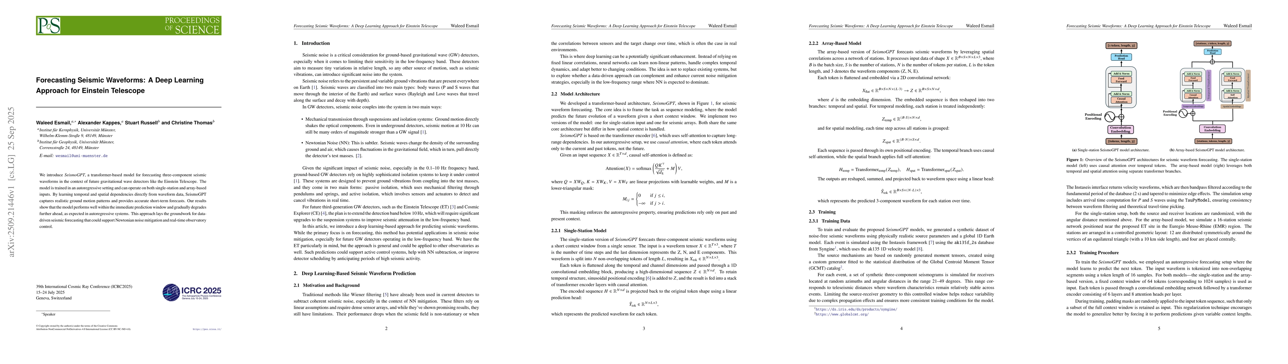 Thumbnail for Forecasting Seismic Waveforms: A Deep Learning Approach for Einstein
  Telescope