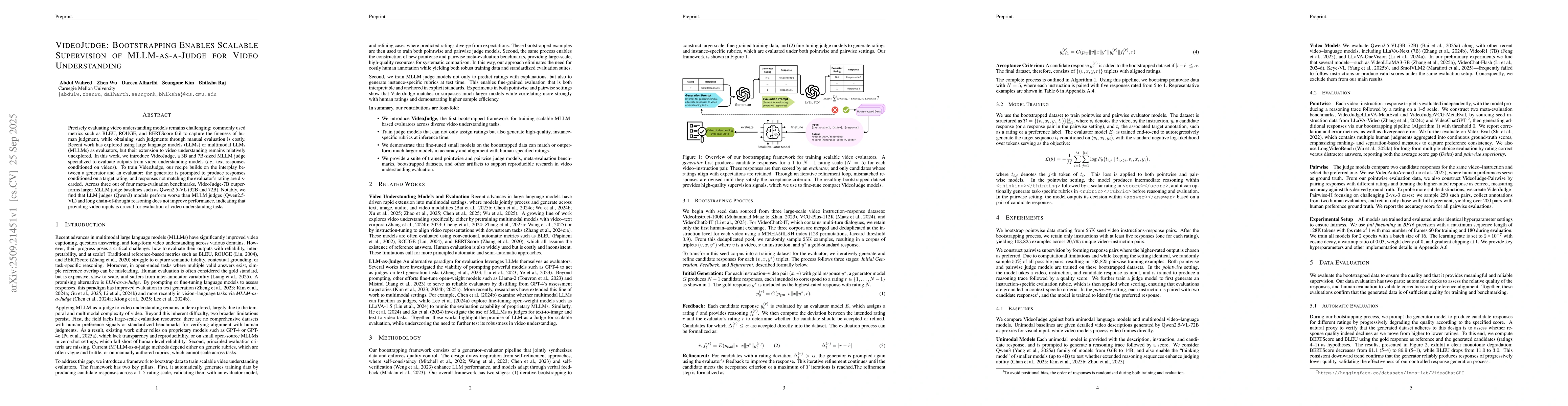 Thumbnail for VideoJudge: Bootstrapping Enables Scalable Supervision of
  MLLM-as-a-Judge for Video Understanding