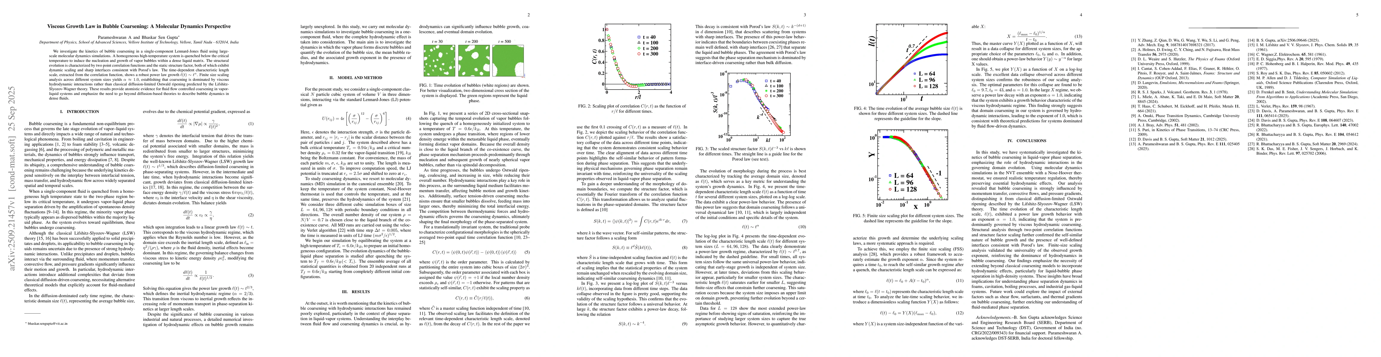 Thumbnail for Viscous Growth Law in Bubble Coarsening: A Molecular Dynamics
  Perspective