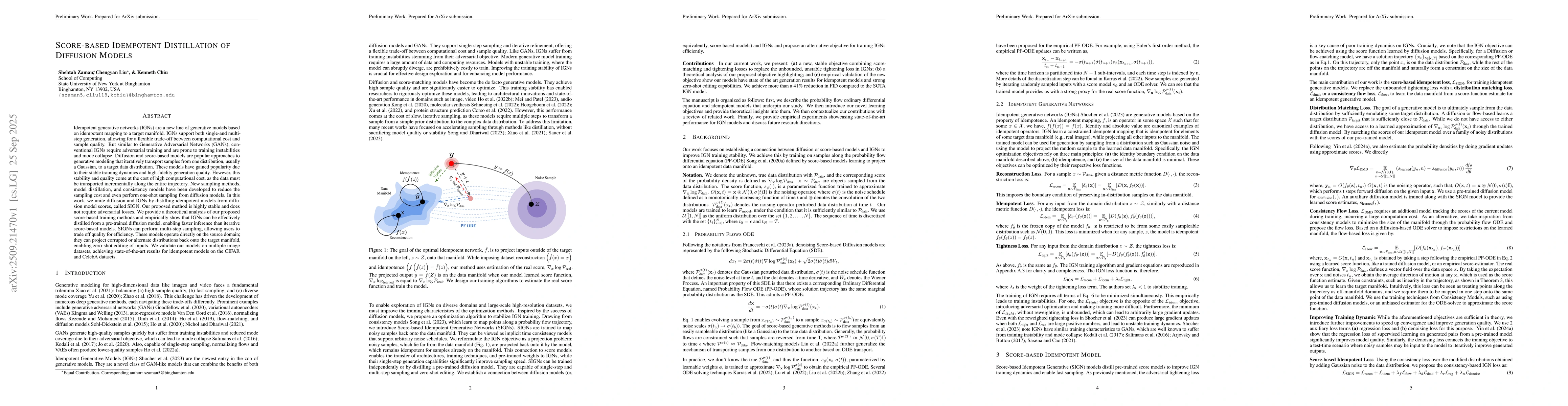 Thumbnail for Score-based Idempotent Distillation of Diffusion Models