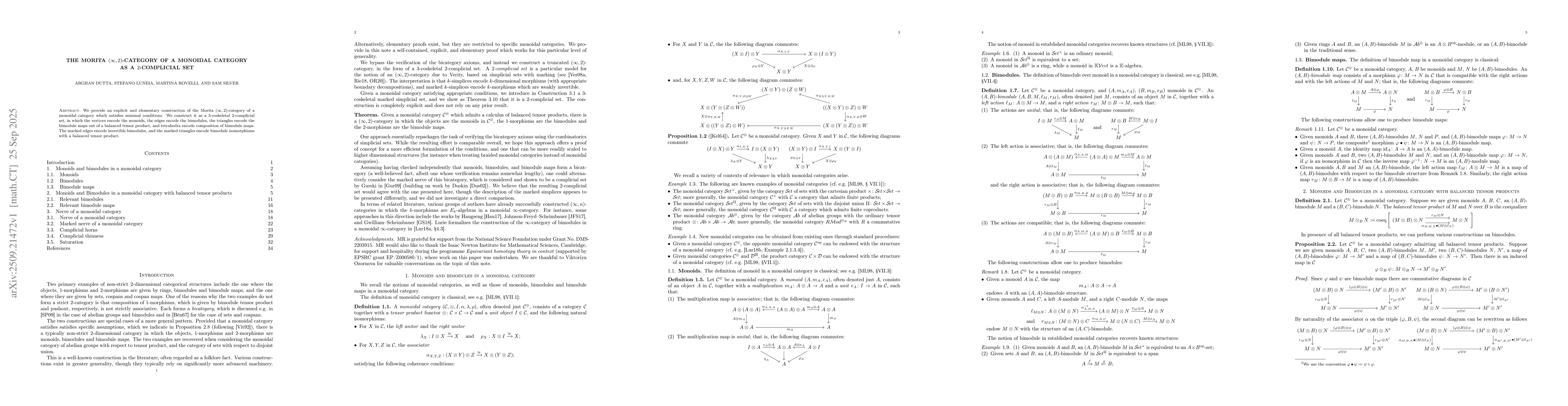 Thumbnail for The Morita $(\infty,2)$-category of a monoidal category as a
  $2$-complicial set