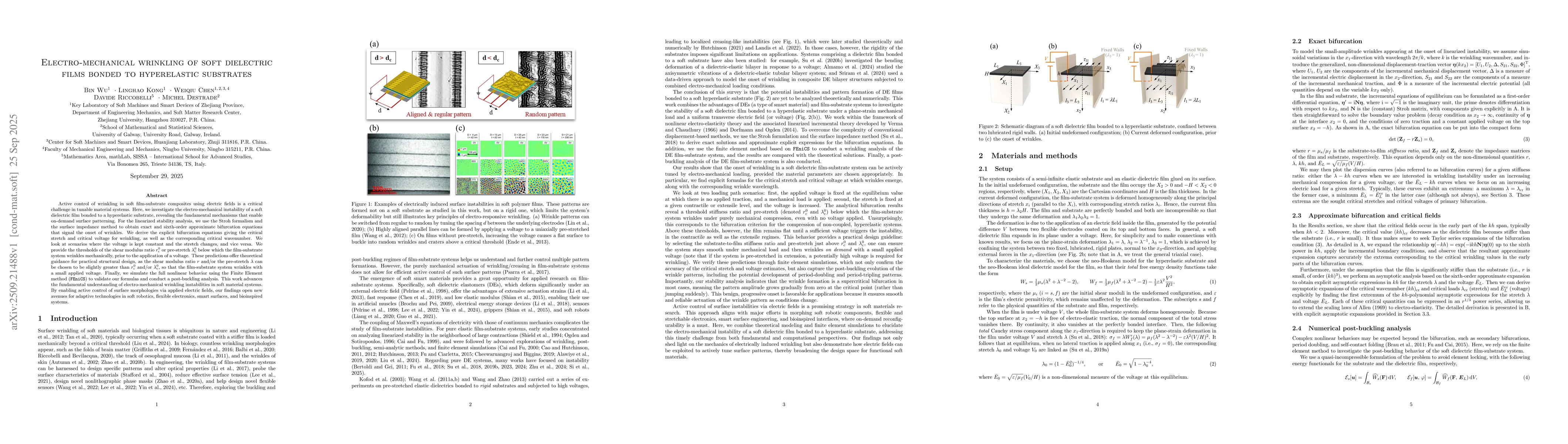 Thumbnail for Electro-mechanical wrinkling of soft dielectric films bonded to
  hyperelastic substrates