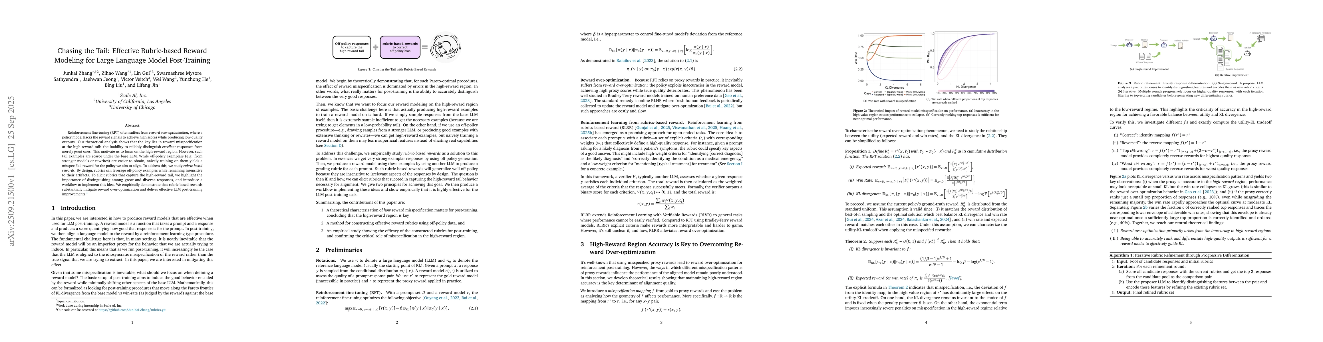 Thumbnail for Chasing the Tail: Effective Rubric-based Reward Modeling for Large
  Language Model Post-Training