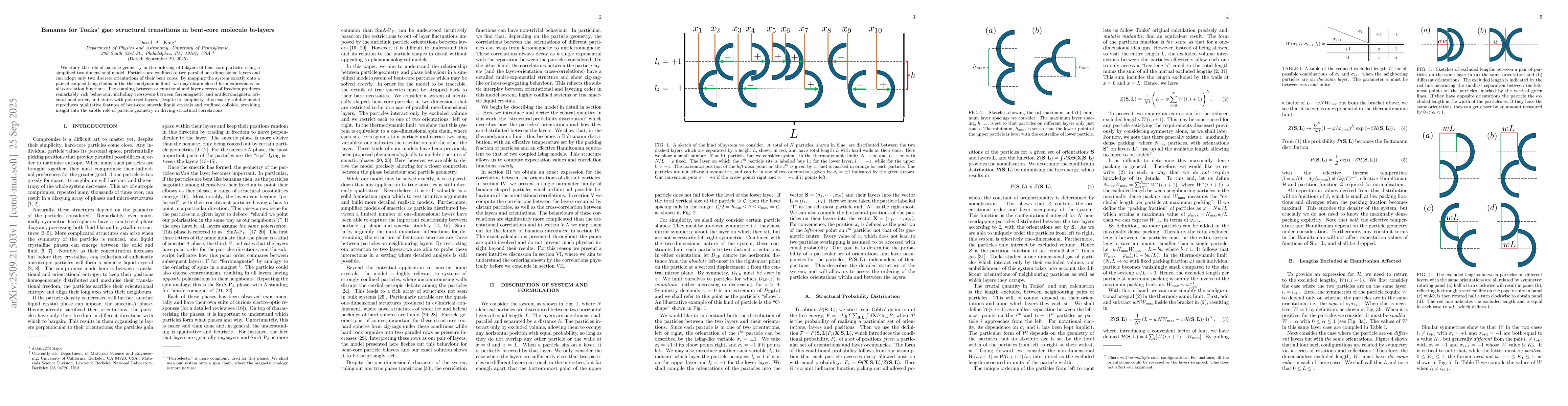 Thumbnail for Bananas for Tonks' gas: structural transitions in bent-core molecule
  bi-layers