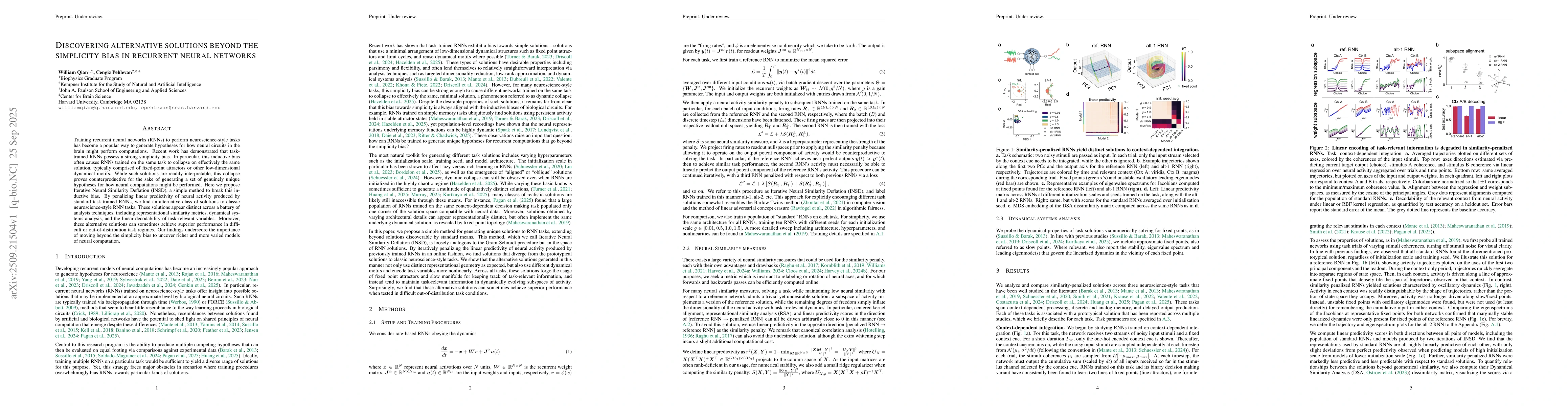 Thumbnail for Discovering alternative solutions beyond the simplicity bias in
  recurrent neural networks