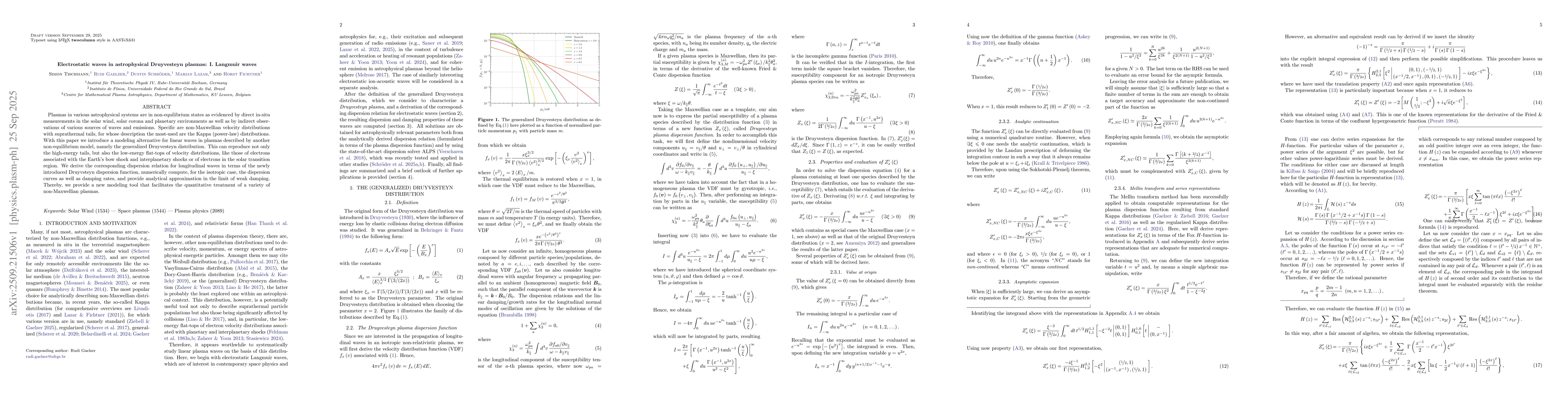 Thumbnail for Electrostatic waves in astrophysical Druyvesteyn plasmas: I. Langmuir
  waves