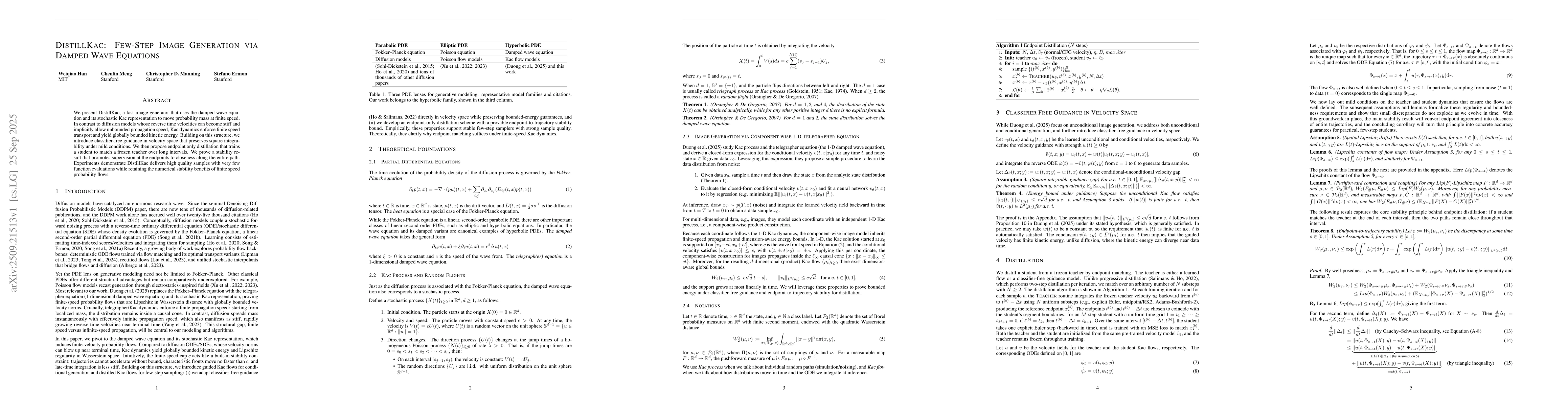 Thumbnail for DistillKac: Few-Step Image Generation via Damped Wave Equations
