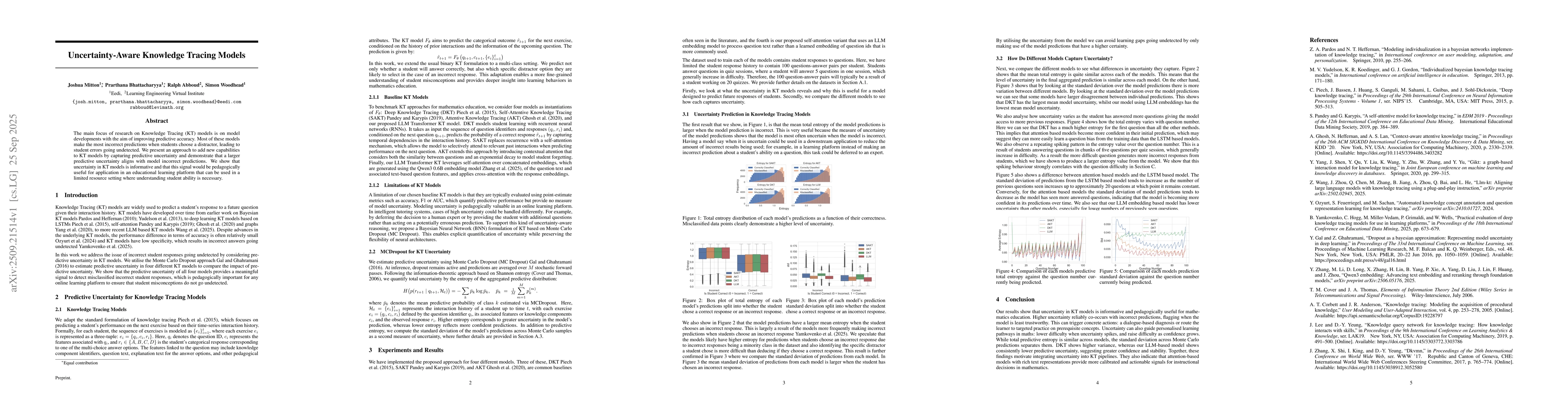 Thumbnail for Uncertainty-Aware Knowledge Tracing Models