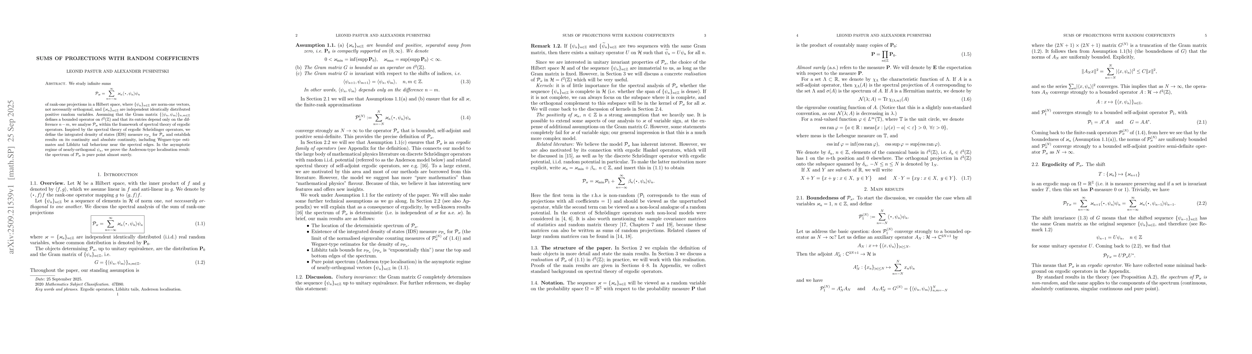 Thumbnail for Sums of projections with random coefficients