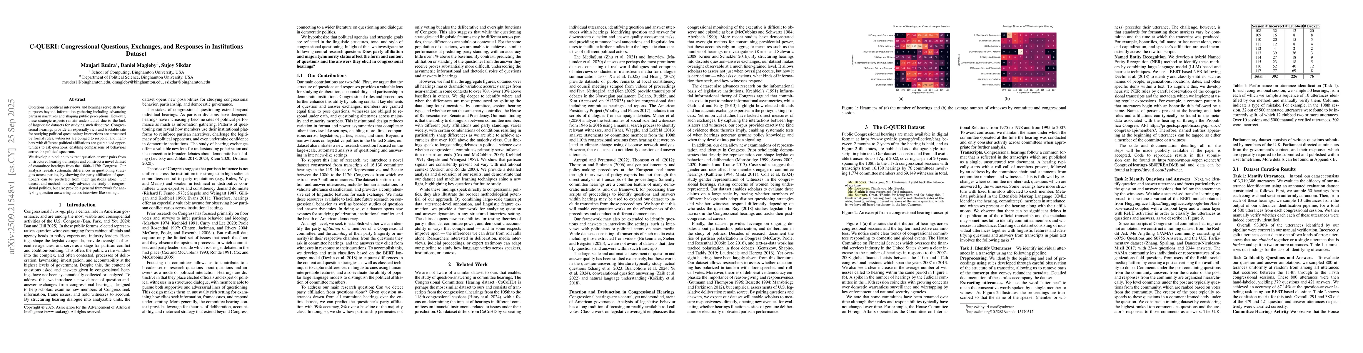 Thumbnail for C-QUERI: Congressional Questions, Exchanges, and Responses in
  Institutions Dataset