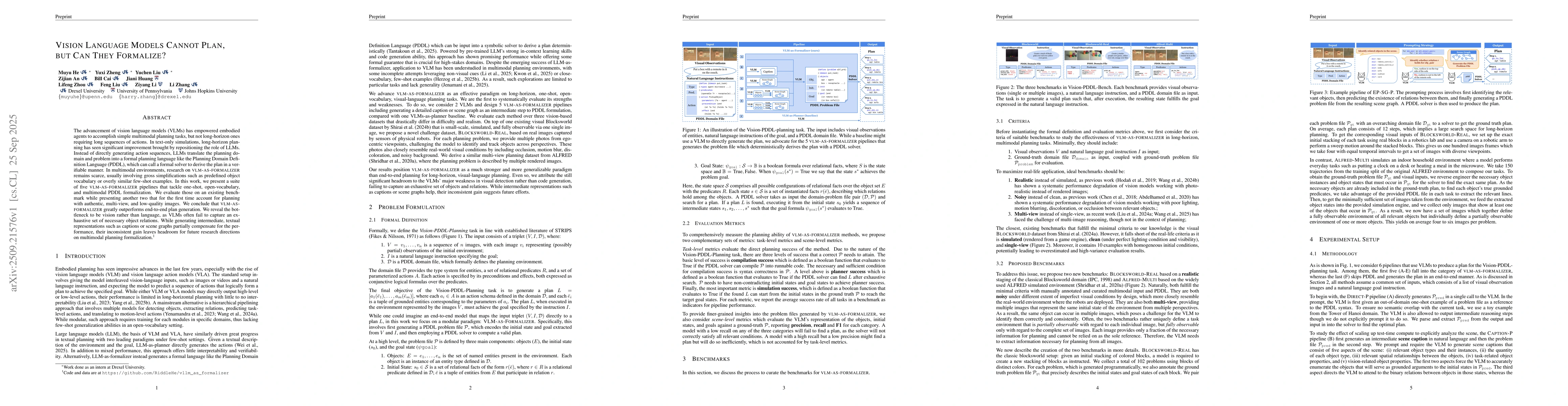 Thumbnail for Vision Language Models Cannot Plan, but Can They Formalize?