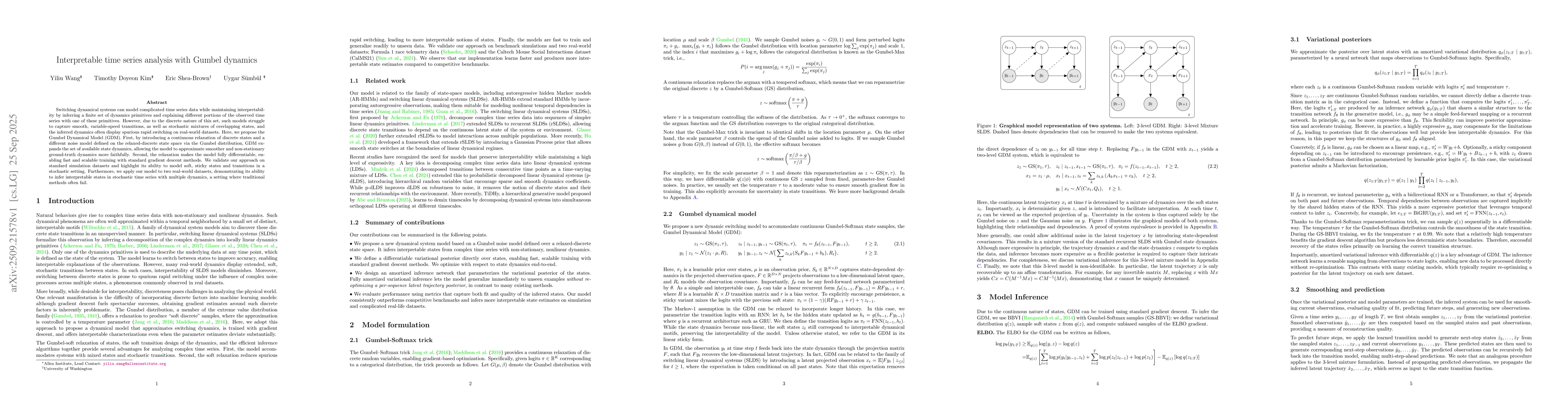 Thumbnail for Interpretable time series analysis with Gumbel dynamics