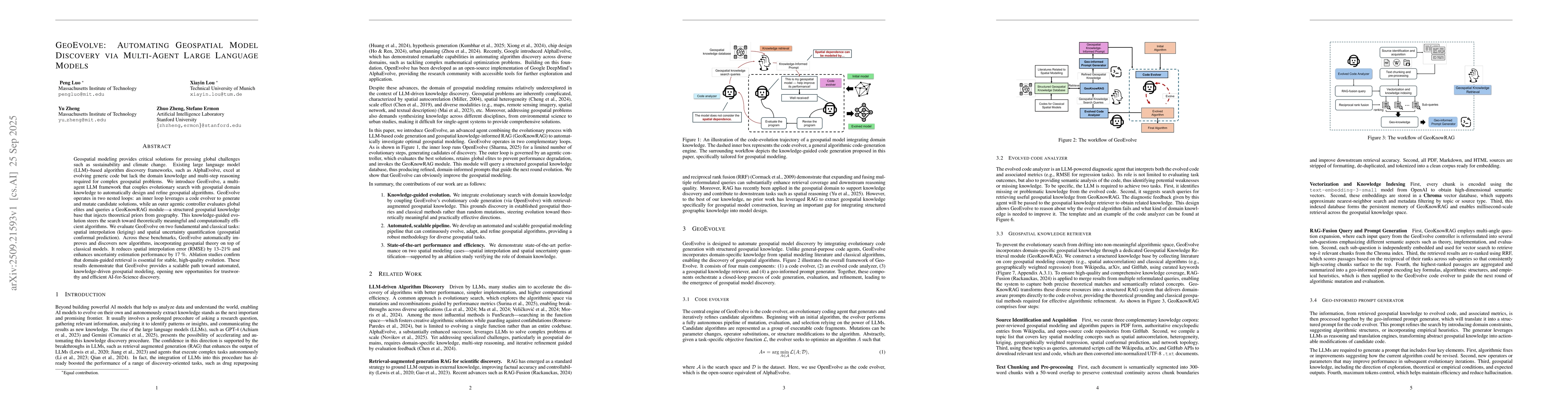 Thumbnail for GeoEvolve: Automating Geospatial Model Discovery via Multi-Agent Large
  Language Models