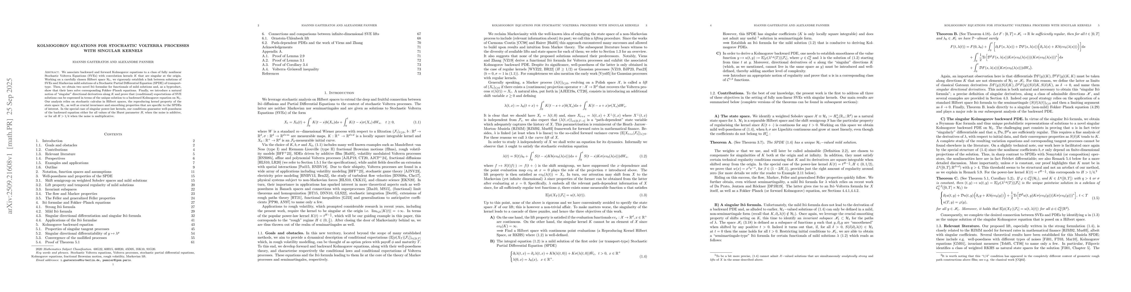 Thumbnail for Kolmogorov equations for stochastic Volterra processes with singular
  kernels