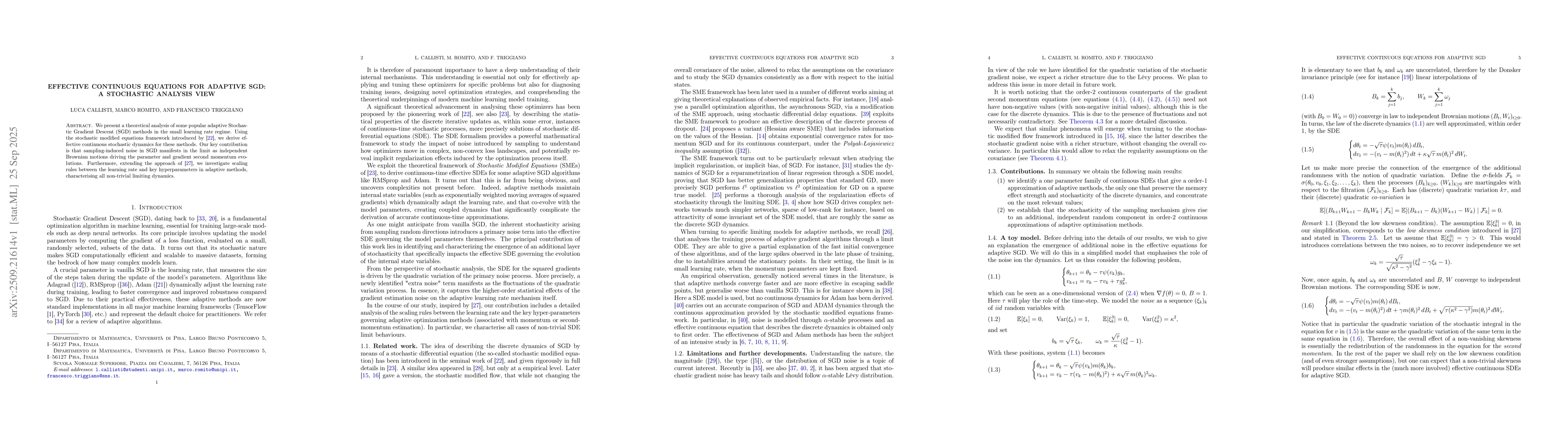 Thumbnail for Effective continuous equations for adaptive SGD: a stochastic analysis
  view