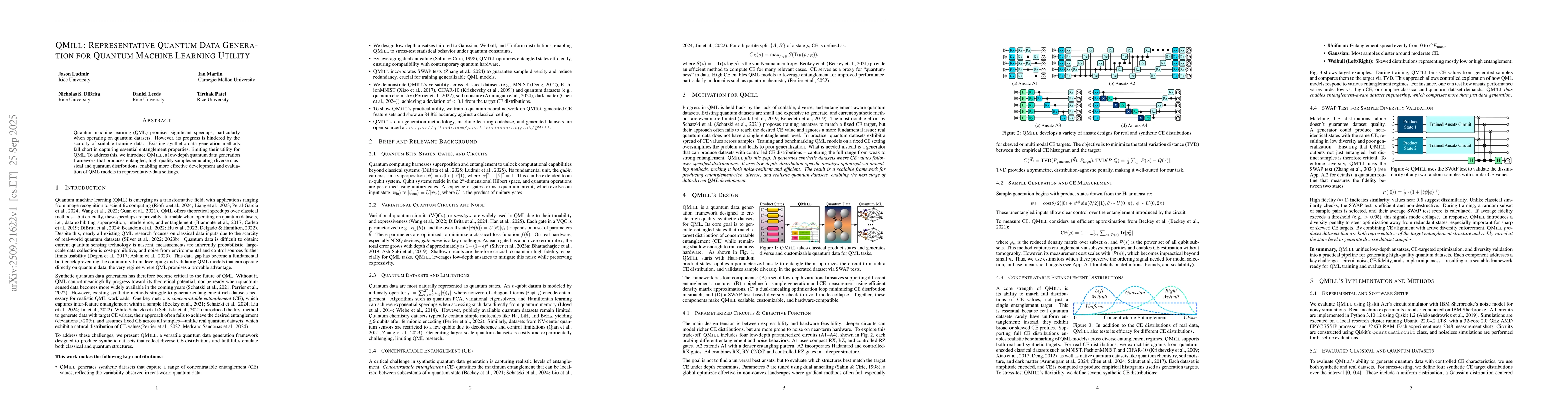 Thumbnail for QMill: Representative Quantum Data Generation for Quantum Machine
  Learning Utility