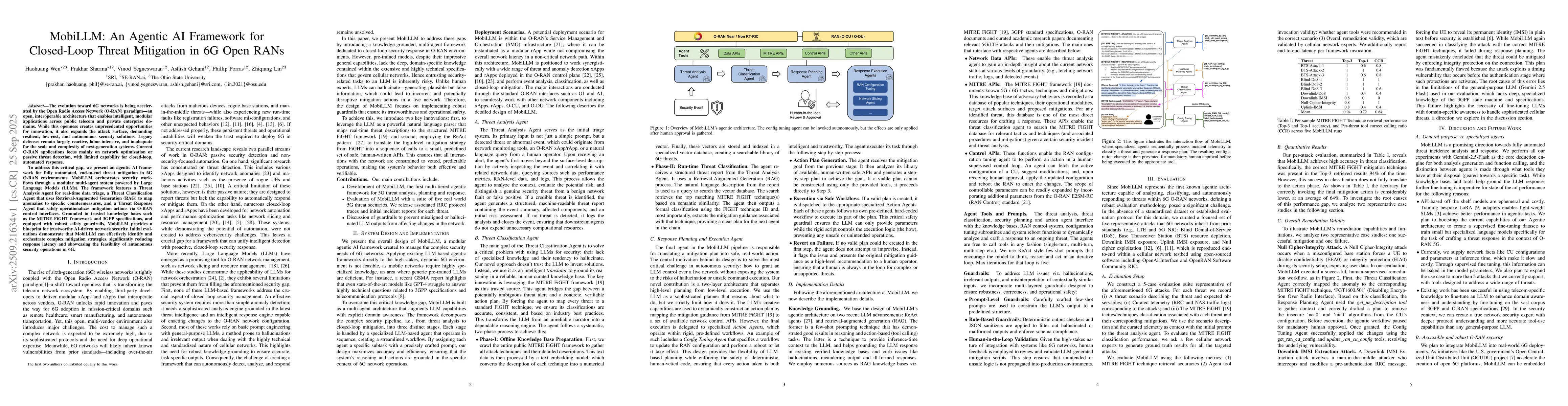 Thumbnail for MobiLLM: An Agentic AI Framework for Closed-Loop Threat Mitigation in 6G
  Open RANs