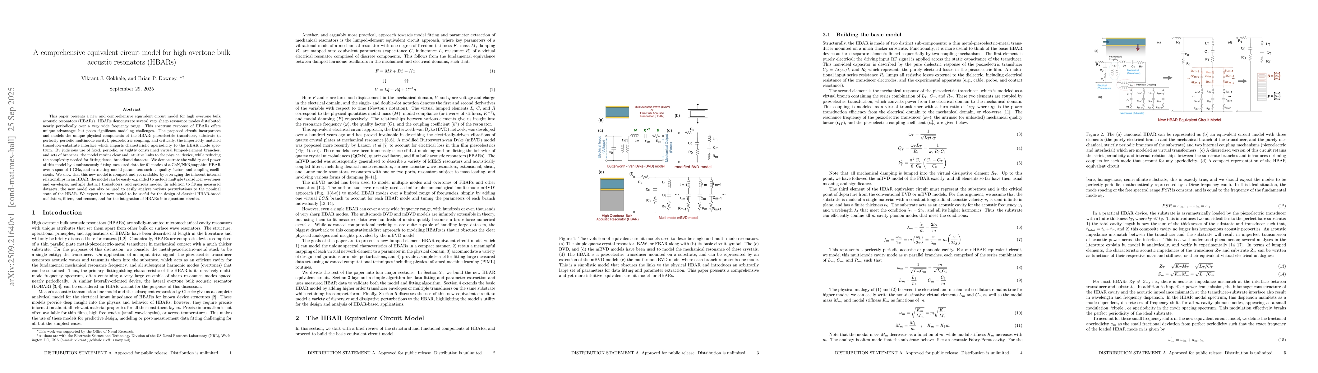 Thumbnail for A comprehensive equivalent circuit model for high overtone bulk acoustic
  resonators (HBARs)