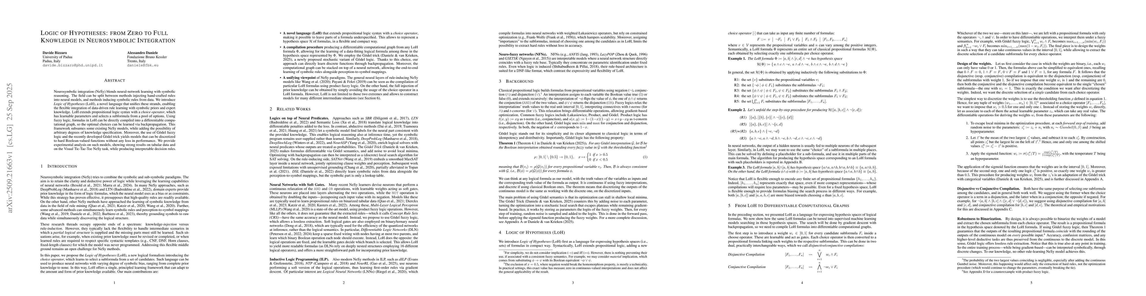 Thumbnail for Logic of Hypotheses: from Zero to Full Knowledge in Neurosymbolic
  Integration