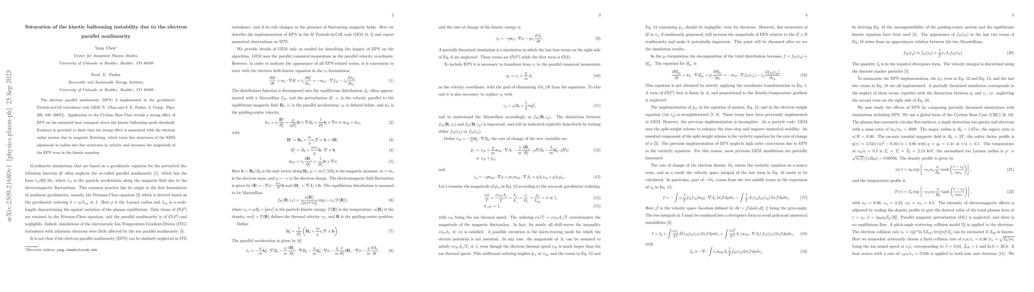 Thumbnail for Saturation of the kinetic ballooning instability due to the electron
  parallel nonlinearity