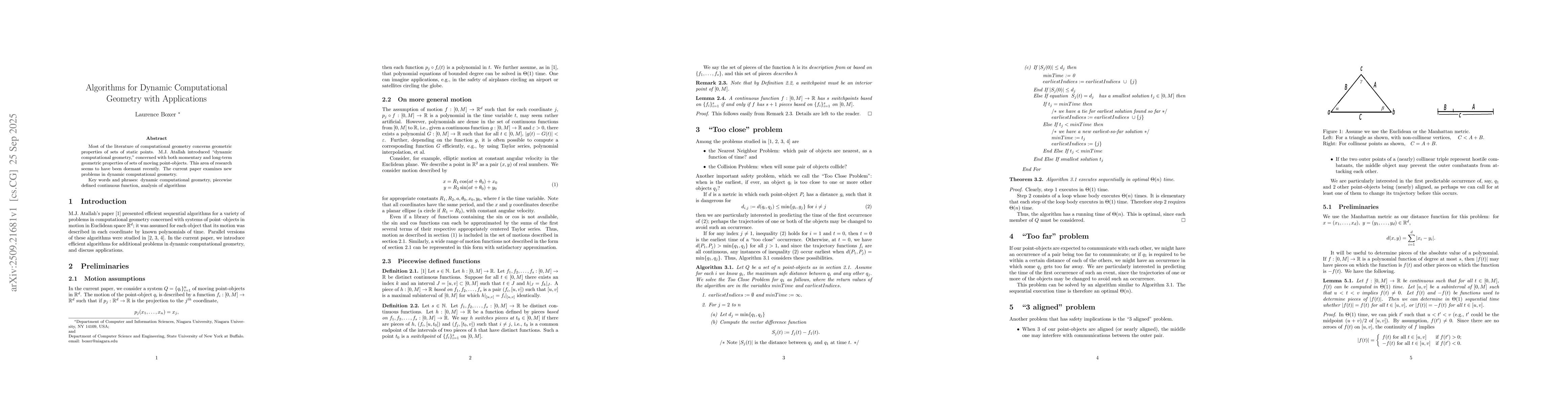Thumbnail for Algorithms for Dynamic Computational Geometry with Applications