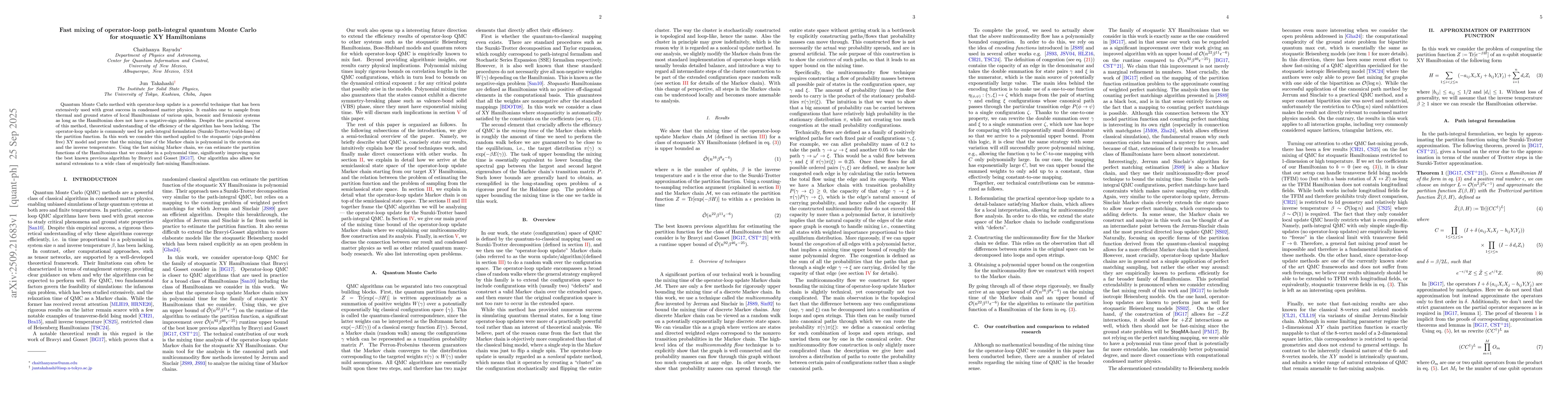 Thumbnail for Fast mixing of operator-loop path-integral quantum Monte Carlo for
  stoquastic XY Hamiltonians