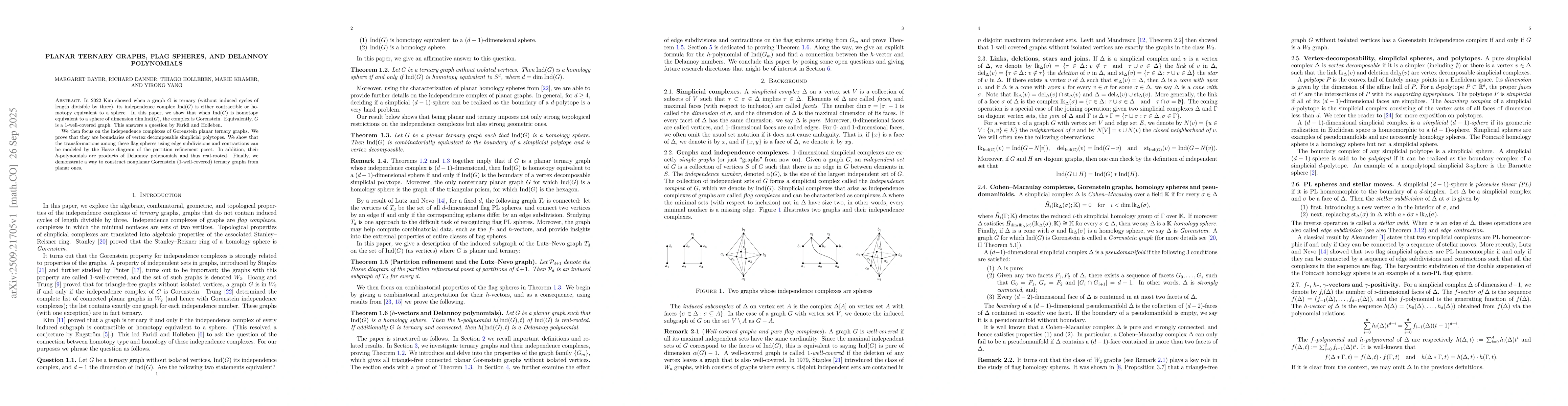 Thumbnail for Planar ternary graphs, flag spheres, and Delannoy polynomials
