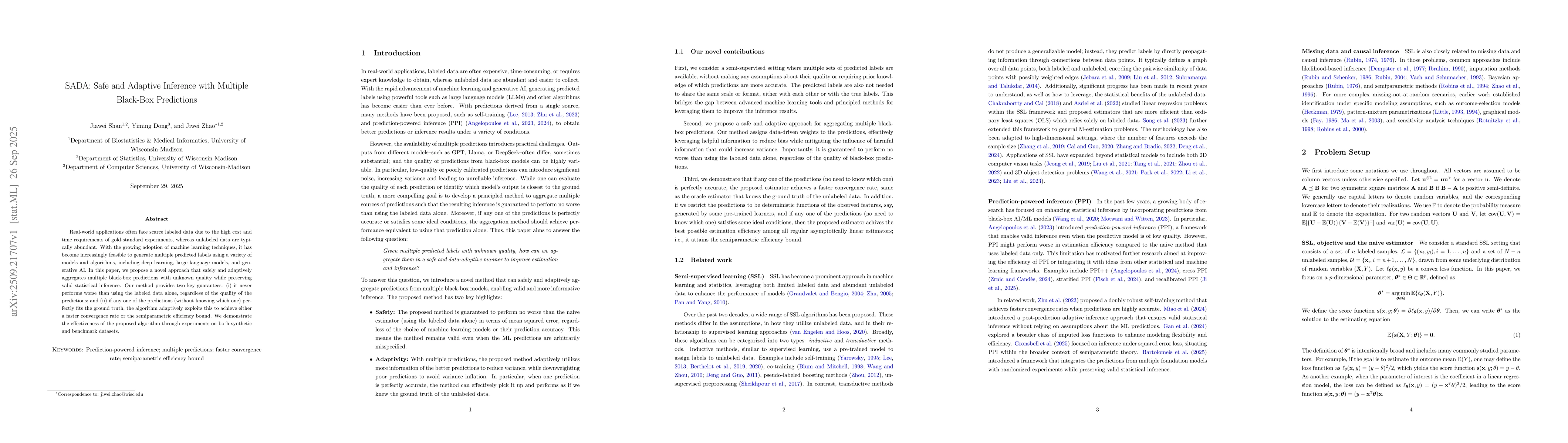 Thumbnail for SADA: Safe and Adaptive Inference with Multiple Black-Box Predictions
