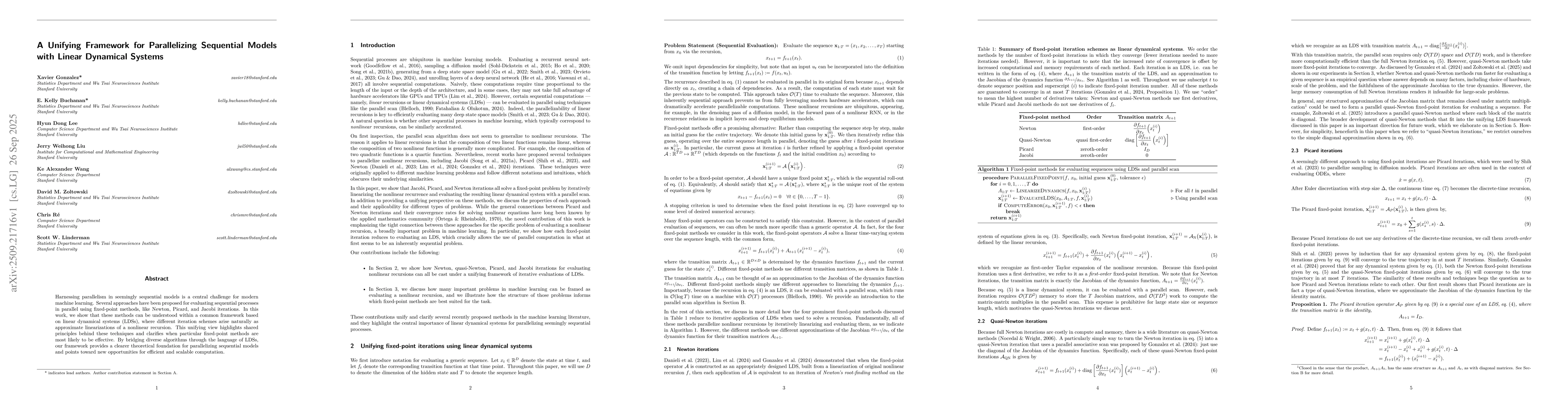 Thumbnail for A Unifying Framework for Parallelizing Sequential Models with Linear
  Dynamical Systems