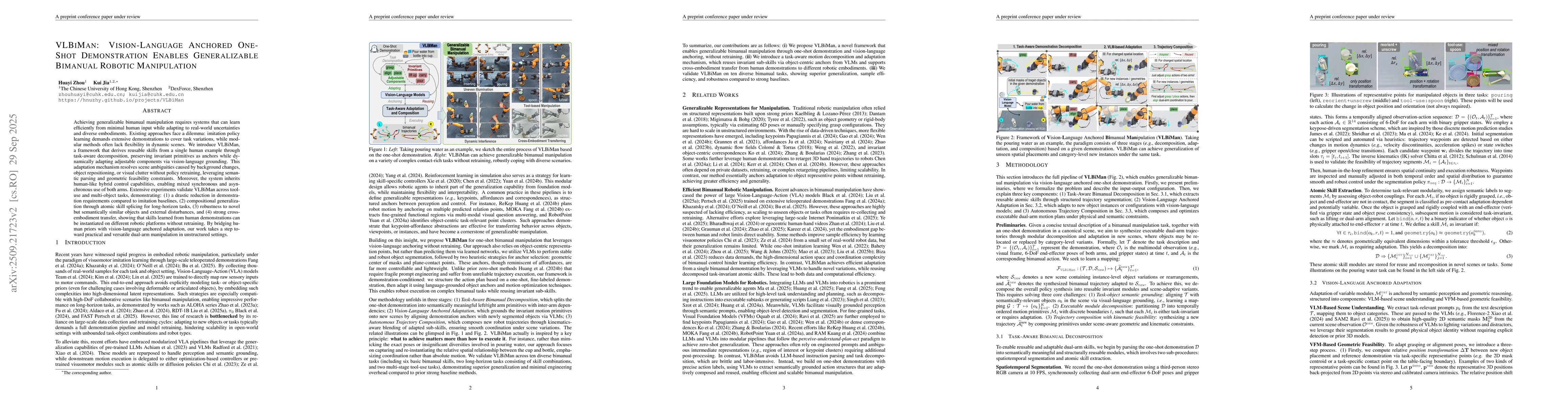 Thumbnail for VLBiMan: Vision-Language Anchored One-Shot Demonstration Enables
  Generalizable Bimanual Robotic Manipulation