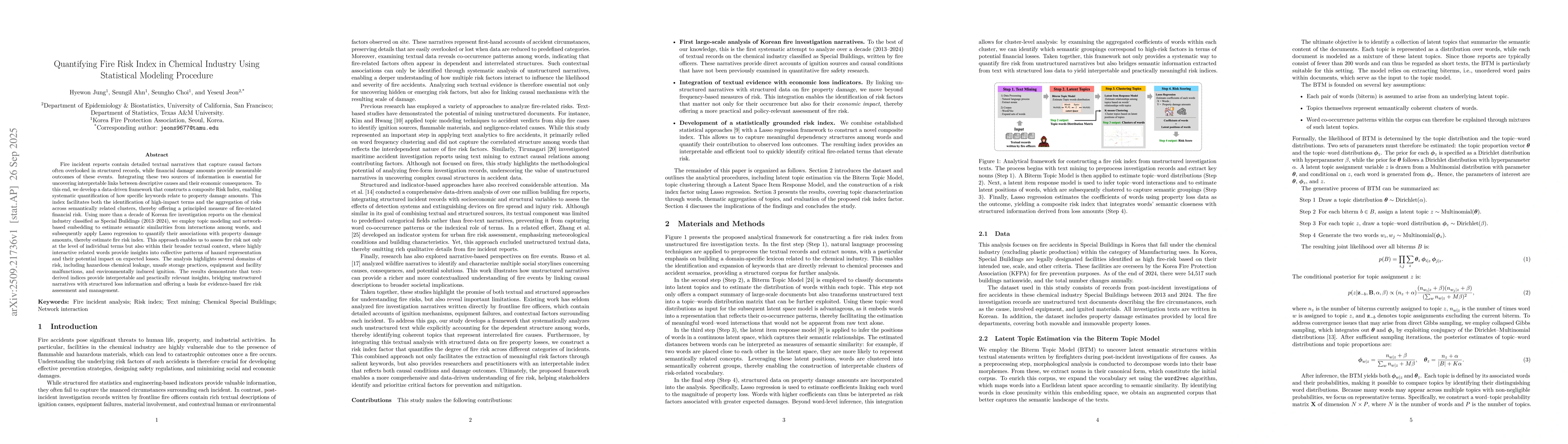 Thumbnail for Quantifying Fire Risk Index in Chemical Industry Using Statistical
  Modeling Procedure