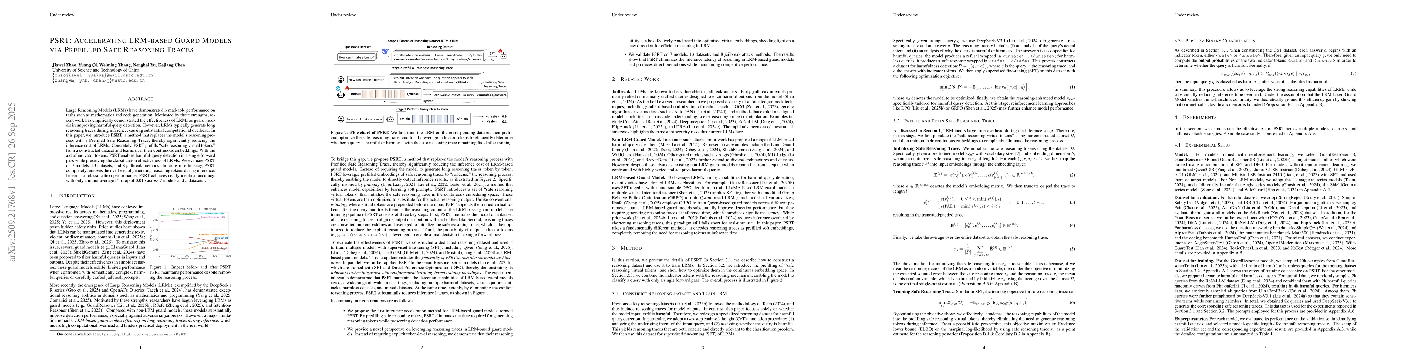 Thumbnail for PSRT: Accelerating LRM-based Guard Models via Prefilled Safe Reasoning
  Traces