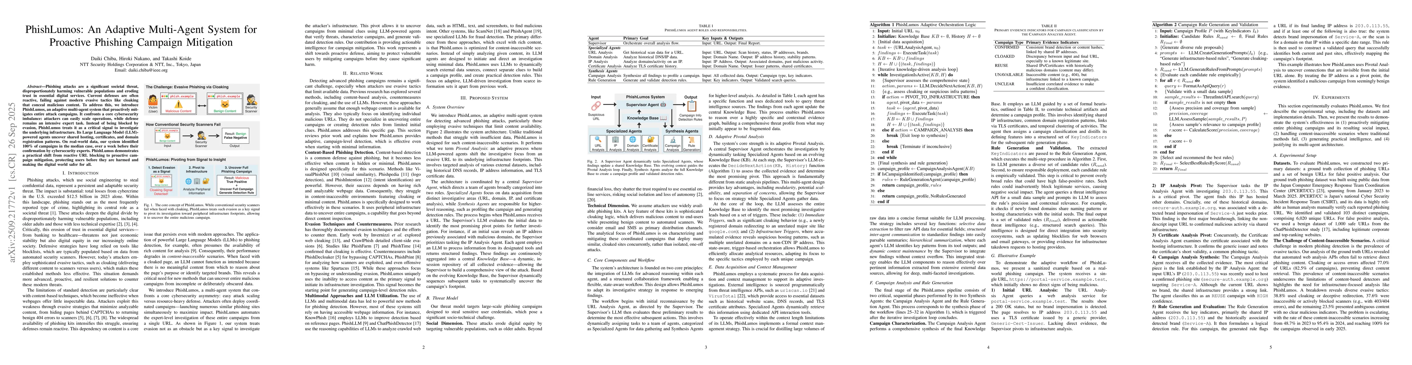 Thumbnail for PhishLumos: An Adaptive Multi-Agent System for Proactive Phishing
  Campaign Mitigation