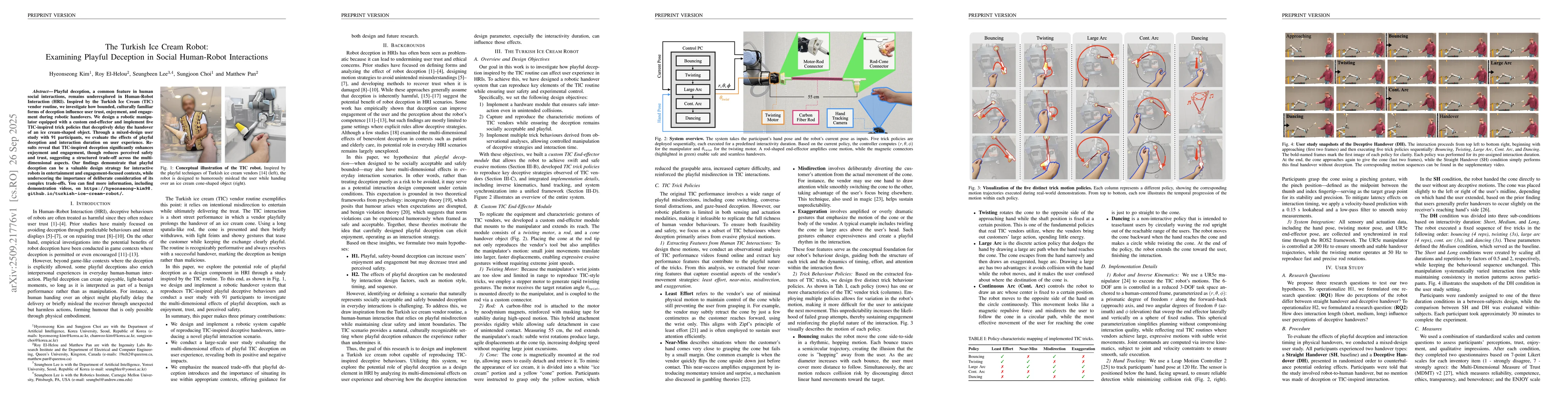 Thumbnail for The Turkish Ice Cream Robot: Examining Playful Deception in Social
  Human-Robot Interactions