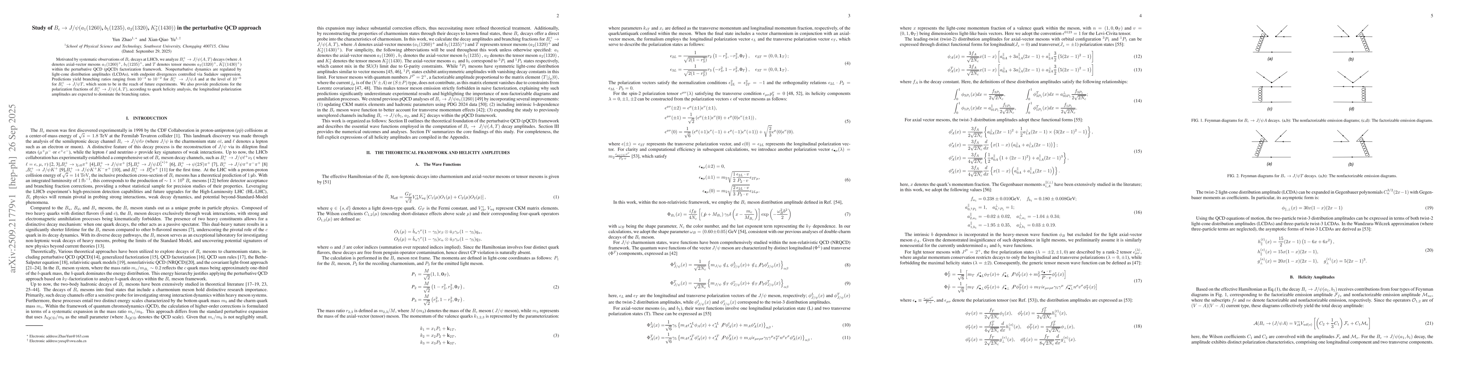 Thumbnail for Study of $B_{c} \to J/ψ(a_1(1260), b_1(1235),a_2(1320),
  K_2^*(1430))$ in the perturbative QCD approach