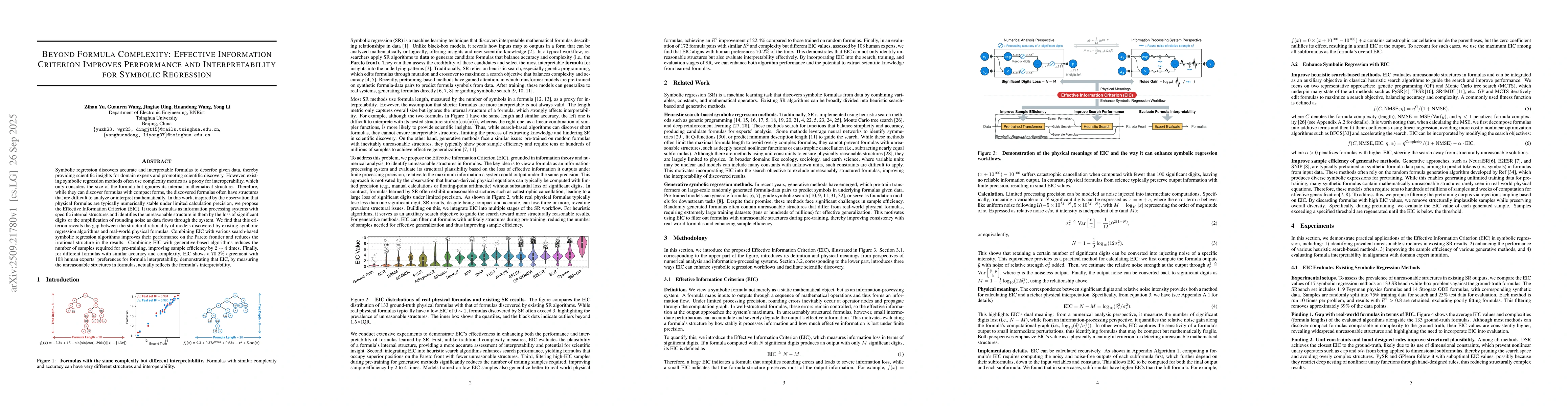 Thumbnail for Beyond Formula Complexity: Effective Information Criterion Improves
  Performance and Interpretability for Symbolic Regression