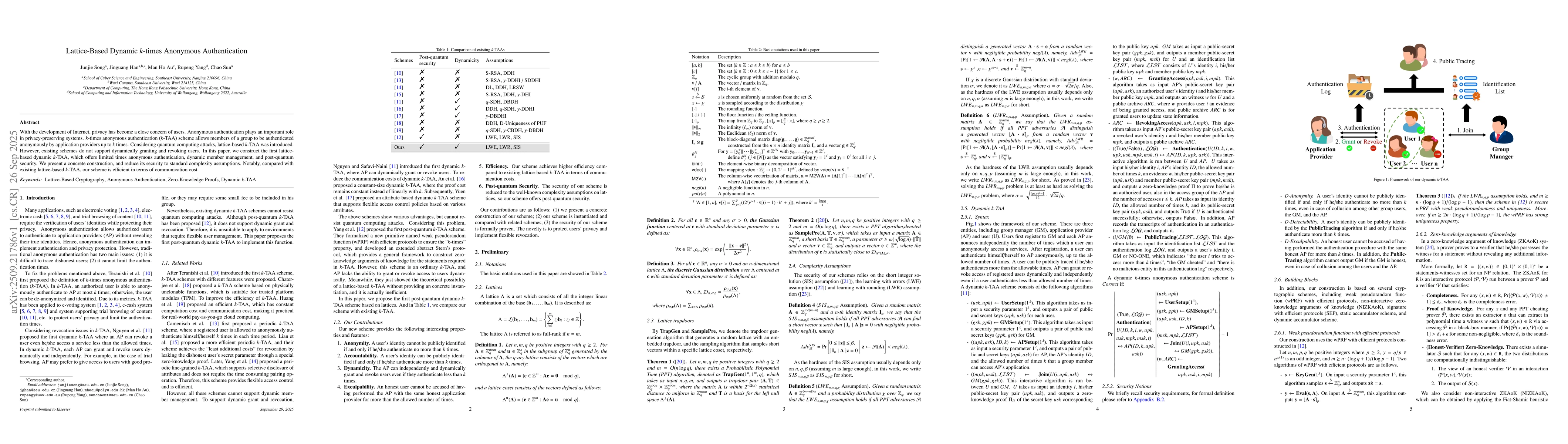 Thumbnail for Lattice-Based Dynamic $k$-times Anonymous Authentication