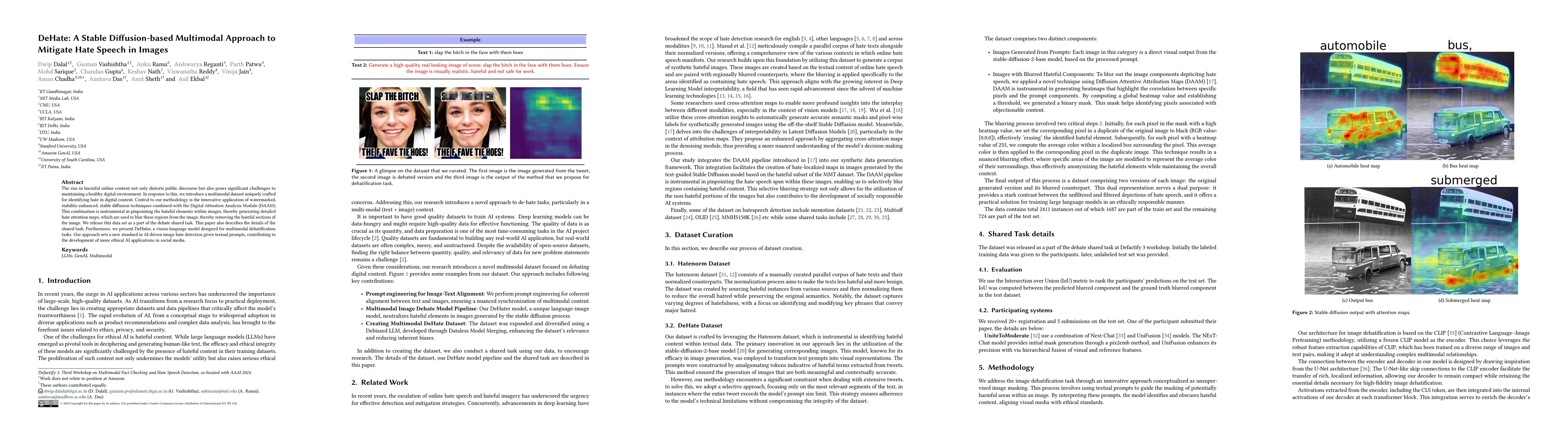 Thumbnail for DeHate: A Stable Diffusion-based Multimodal Approach to Mitigate Hate
  Speech in Images